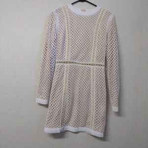 Pretty little thing dress,sz 10,cream and tan